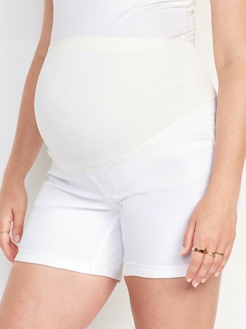 Old Navy Maternity White Denim Shorts (Large, Maternity)